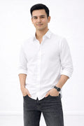 BEBAAK Premium Black/White Slim Fit Shirt for Men | Stretch Cotton | Smart Casual & Formal Wear