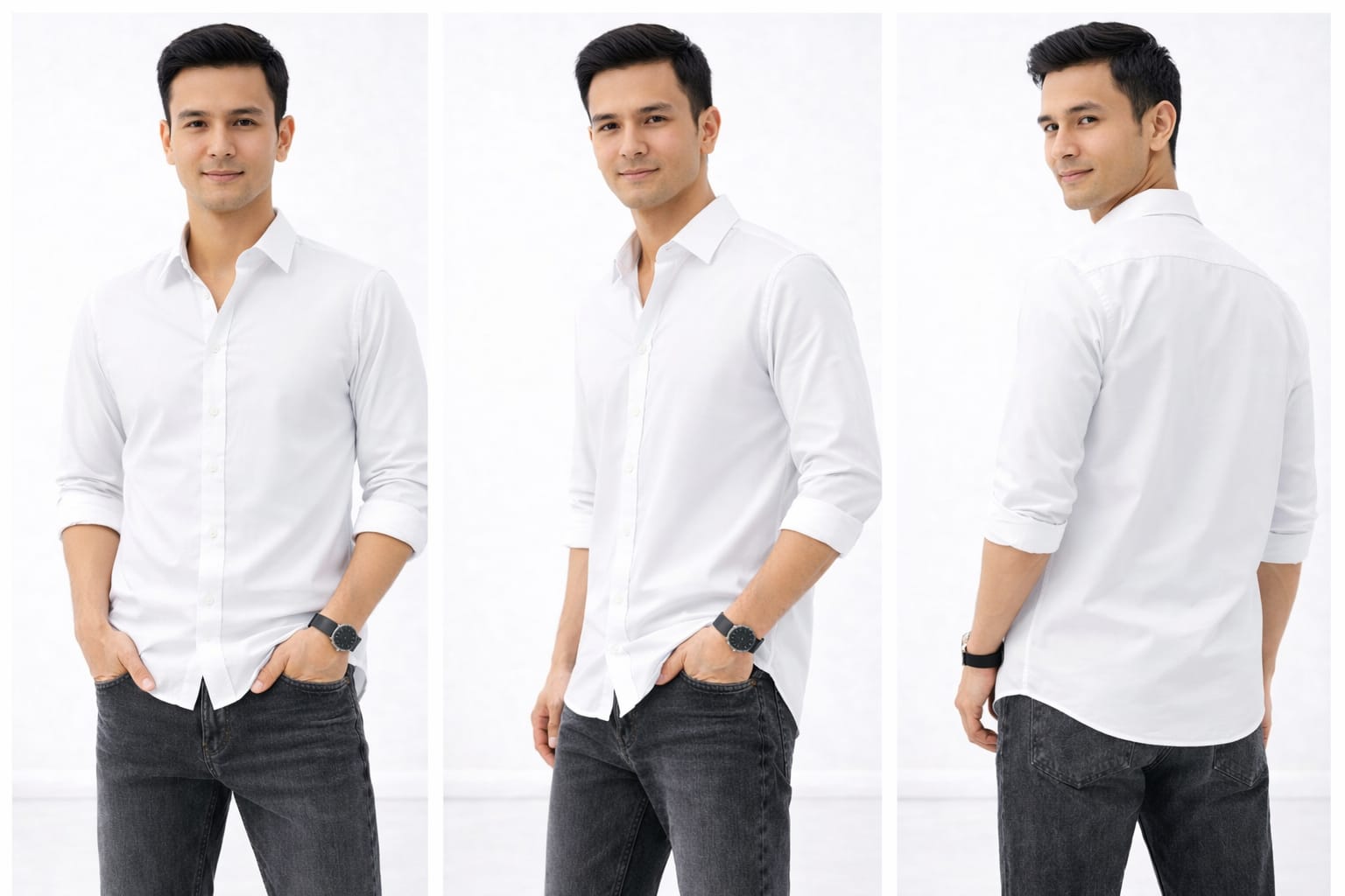 BEBAAK Premium Black/White Slim Fit Shirt for Men | Stretch Cotton | Smart Casual & Formal Wear