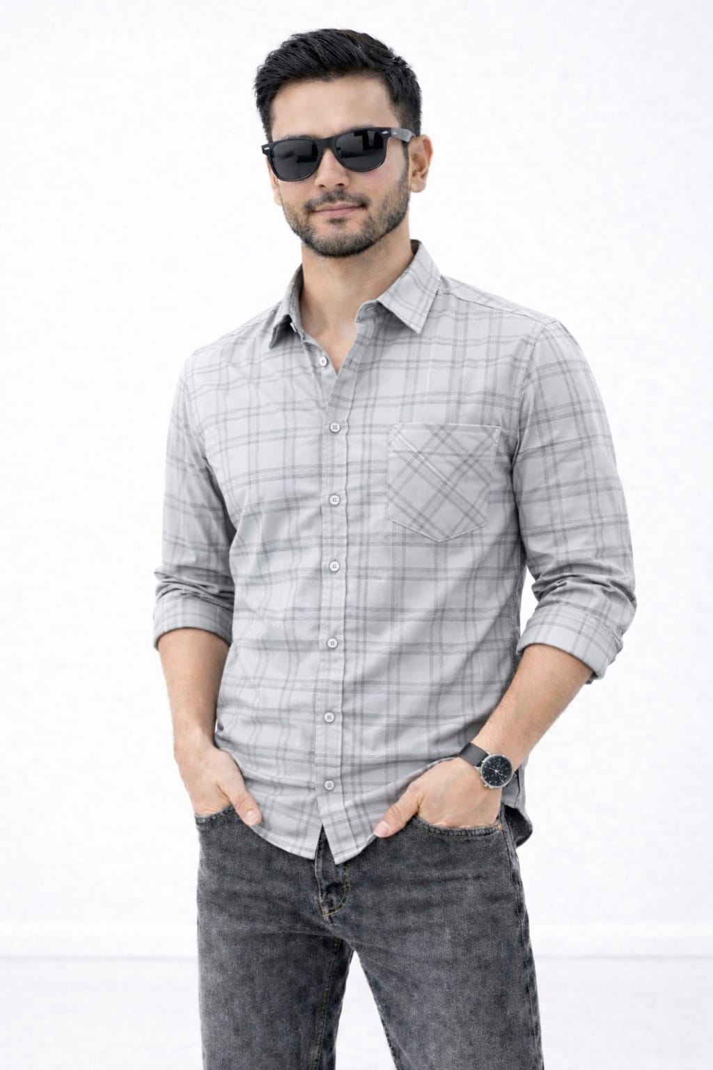 BEBAAK Premium Check Shirt – Regular Fit Casual Cotton Shirt for Men
