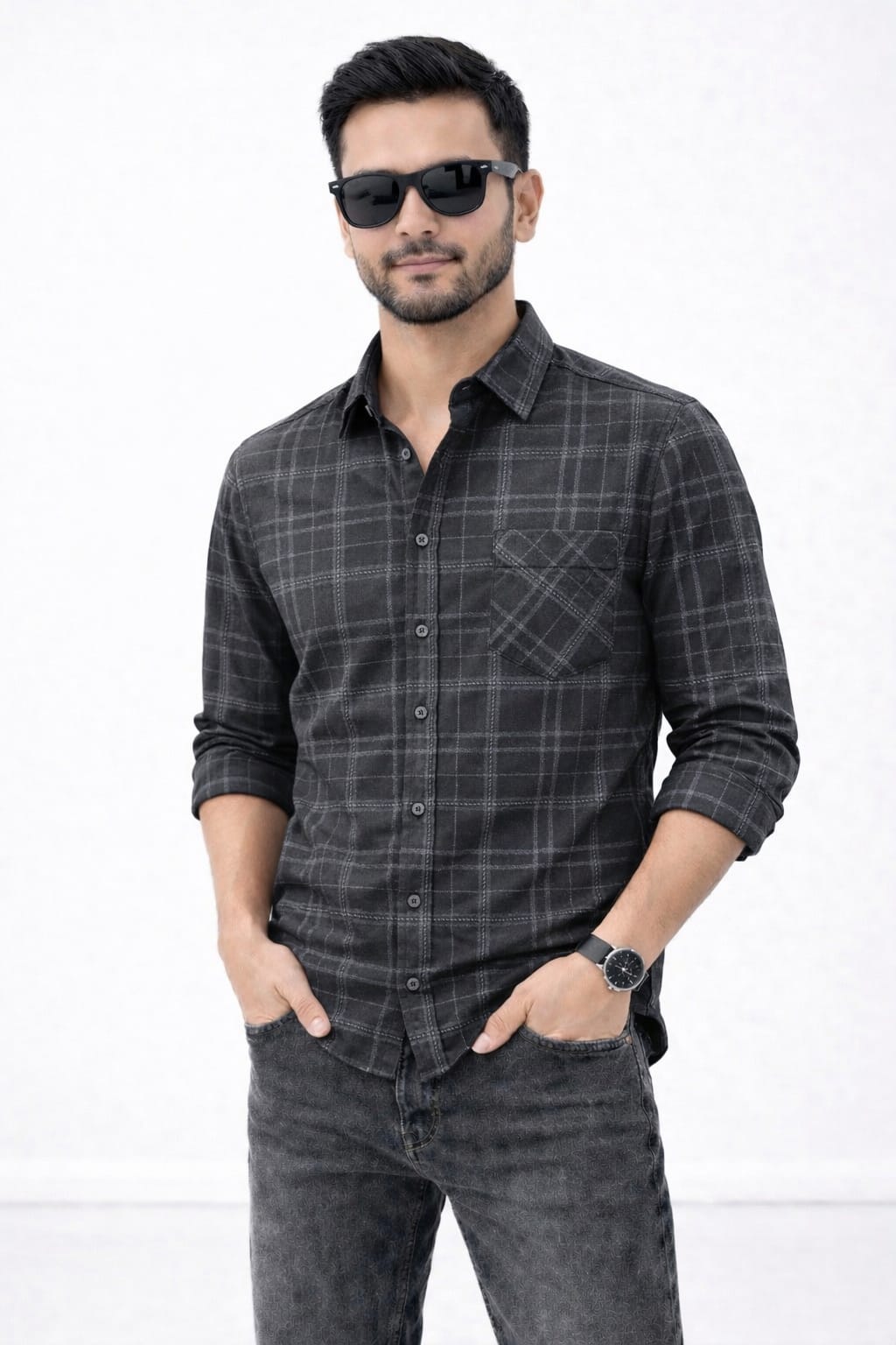 BEBAAK Premium Check Shirt – Regular Fit Casual Cotton Shirt for Men